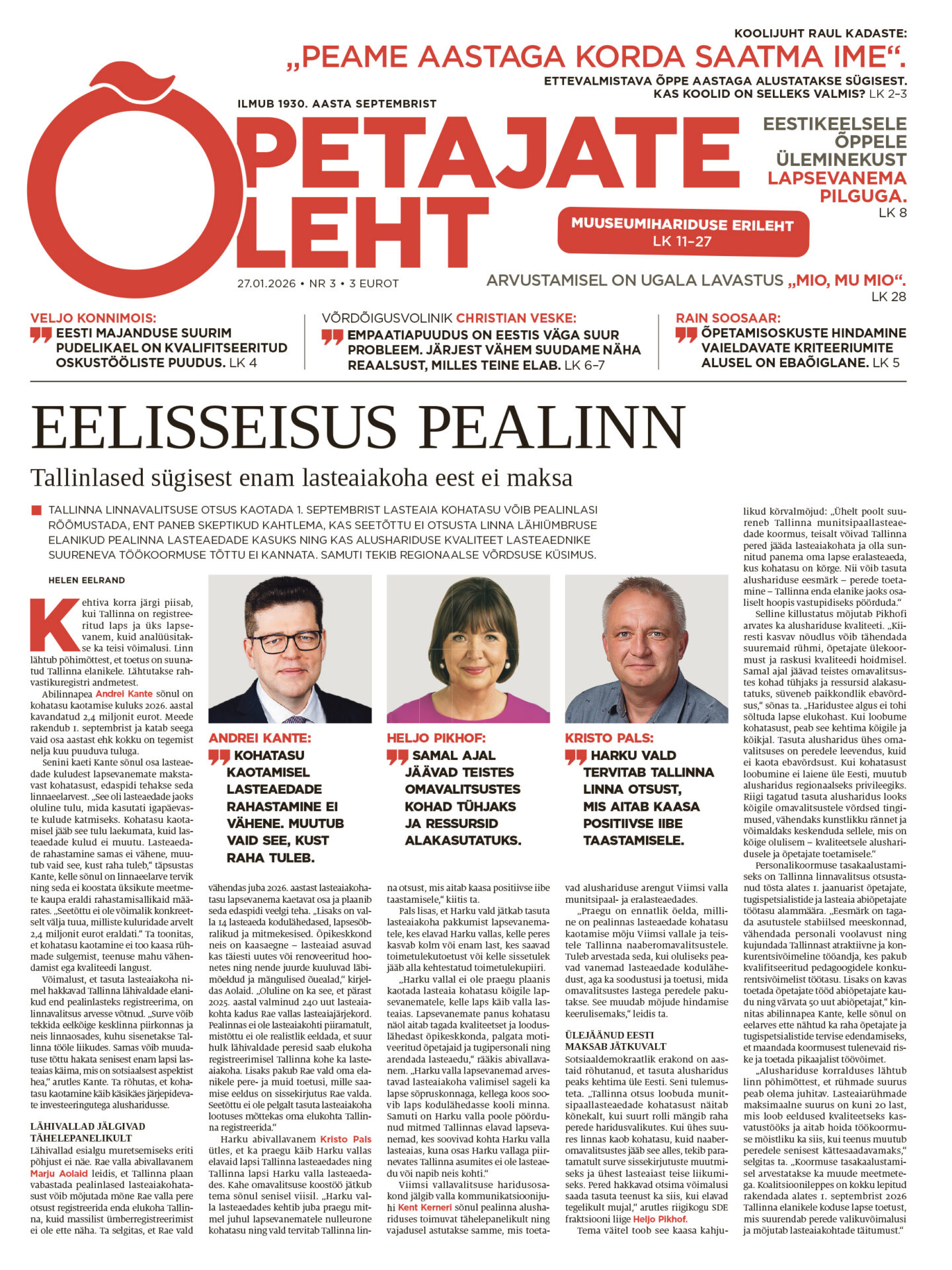 Õpetajate Leht 27. jaanuaril